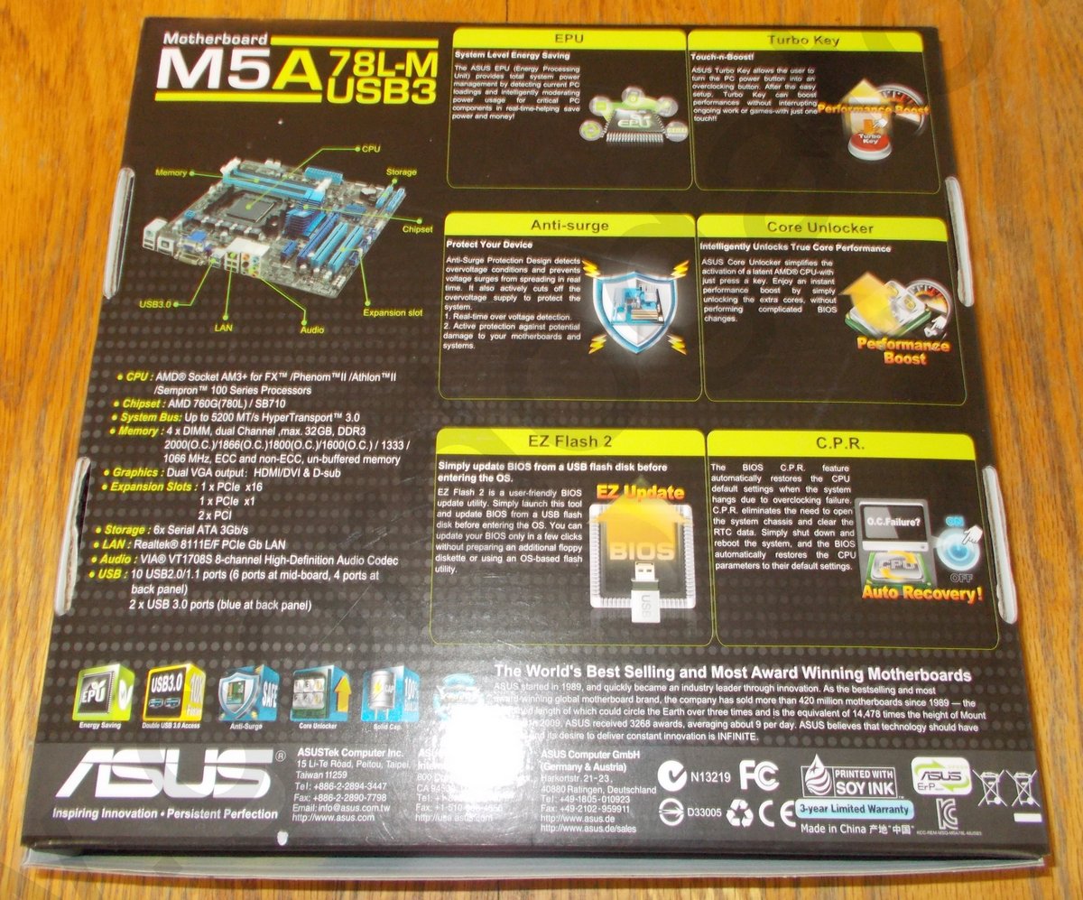 Asus M5A78L-M/USB3 AM3 AMD Motherboard Micro ATX Form Factor New in Original Box - Image 4