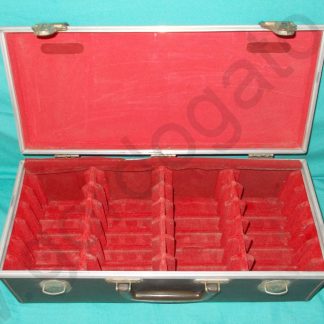 Portable 8-Track Cassette Carrying Case 24 Tapes, Brown Faux Leather, Red Felt