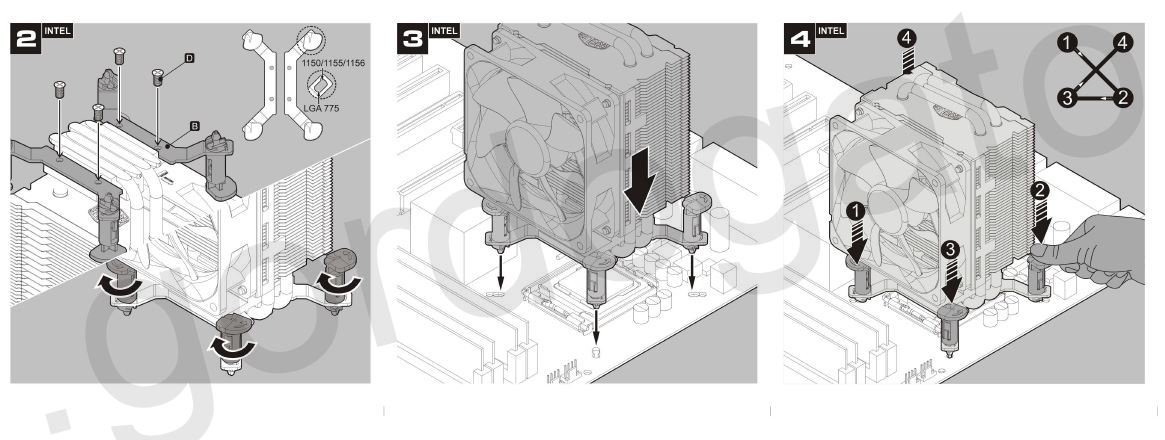 Intel CPU Mounting Brackets/Clips w/ Screws for Cooler Master Hyper T2 CPU Cooler - Image 3