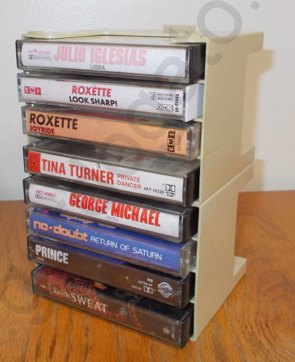 Lot of 8 Cassette Tapes w/ Plastic Case Holder George Michael, Roxette, Prince, Keith Sweat