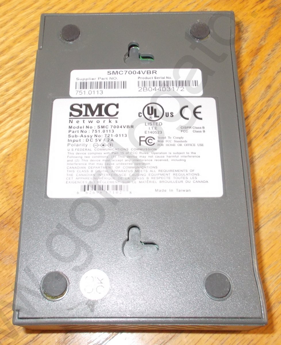 SMC Barricade SMC7004VBR Wired Fast Ethernet (10/100) 4 Port Firewall Router w/ AC Adapter - Image 3