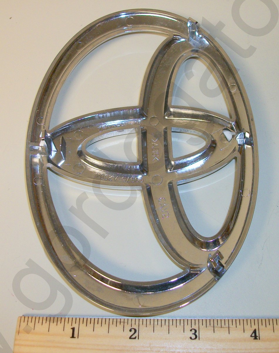 Used Toyota Emblem Logo Chrome Trim 90975-02192 90975-A2004 About 4" x 6" - Image 2