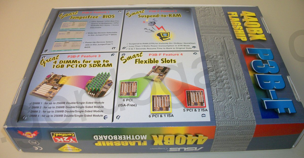 Original Box, Manual, Driver CD Disc for Asus P3B-F 440BX Flagship Motherboard - Image 3