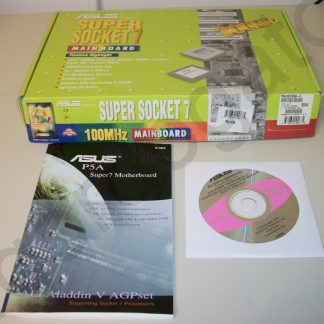 Original Box, Manual, Driver CD Disc for Asus P5A Super Socket 7 Motherboard