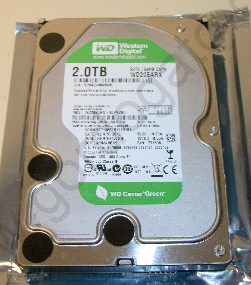 Western Digital Green WD20EARX-00PASB0 2TB 3.5" SATA Desktop Internal Hard Drive 2000GB