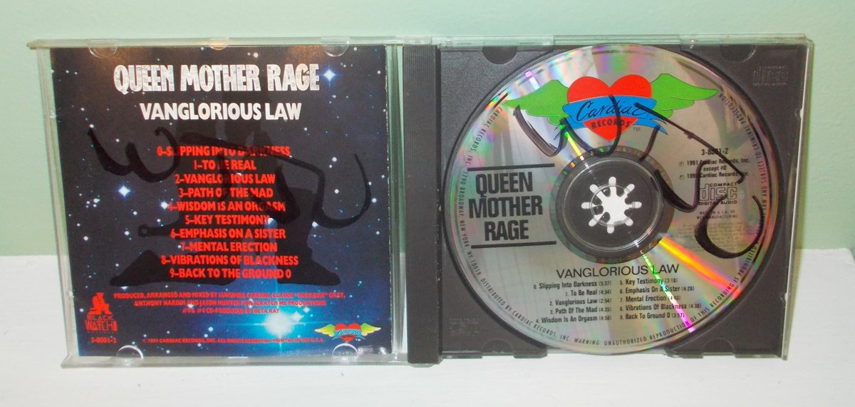 Queen Mother Rage - Vanglorious Law Rap CD, Case, Artwork 1991 Cardiac Records - Image 2
