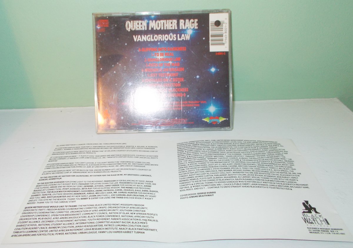Queen Mother Rage - Vanglorious Law Rap CD, Case, Artwork 1991 Cardiac Records - Image 3