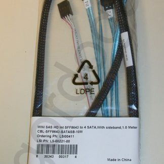 LSI00411 Mini SAS HD SFF8643 4 x SATA Breakout Cable w/ Sideband 1M, 3' LSI
