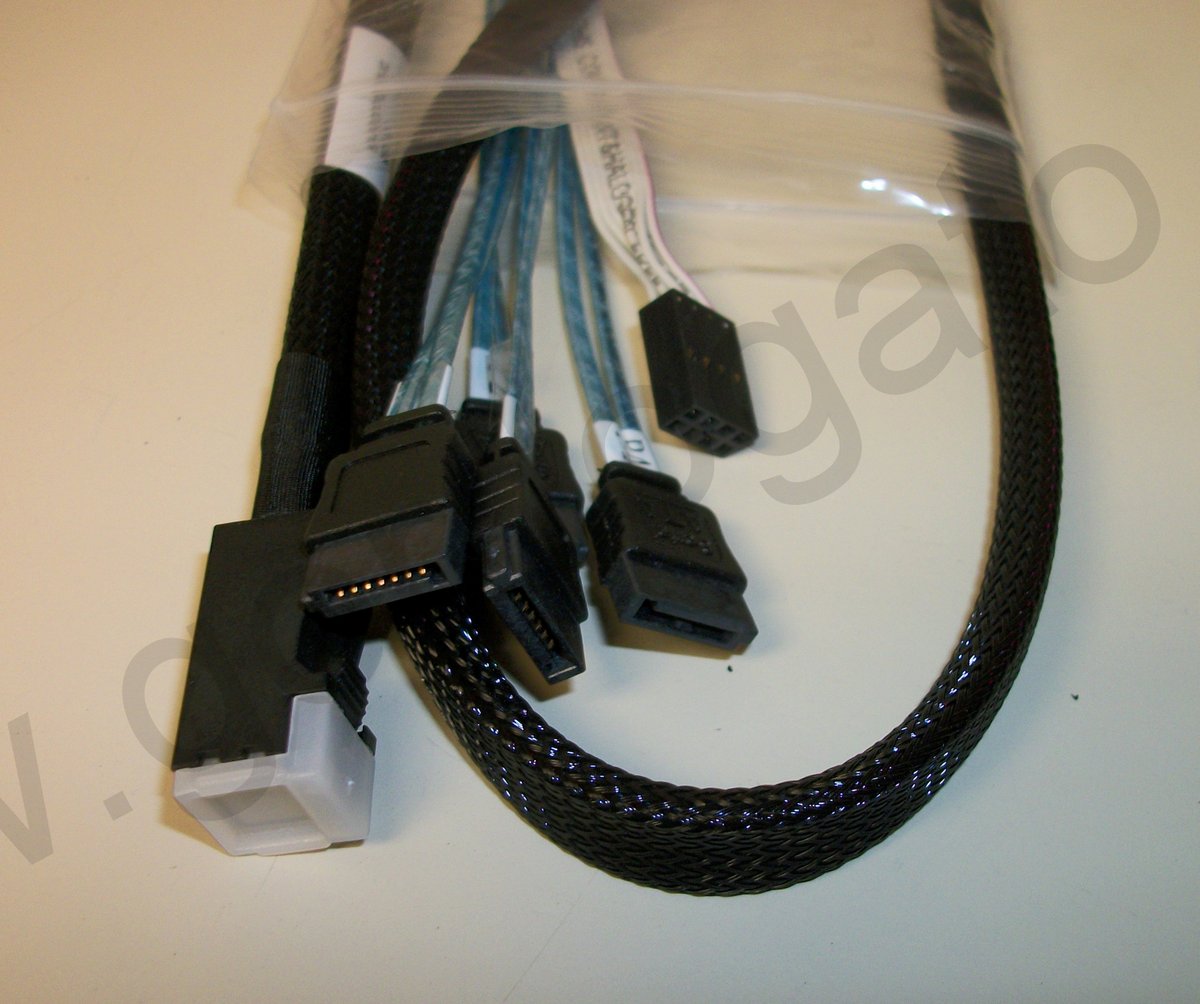 LSI00411 Mini SAS HD SFF8643 4 x SATA Breakout Cable w/ Sideband 1M, 3' LSI - Image 2