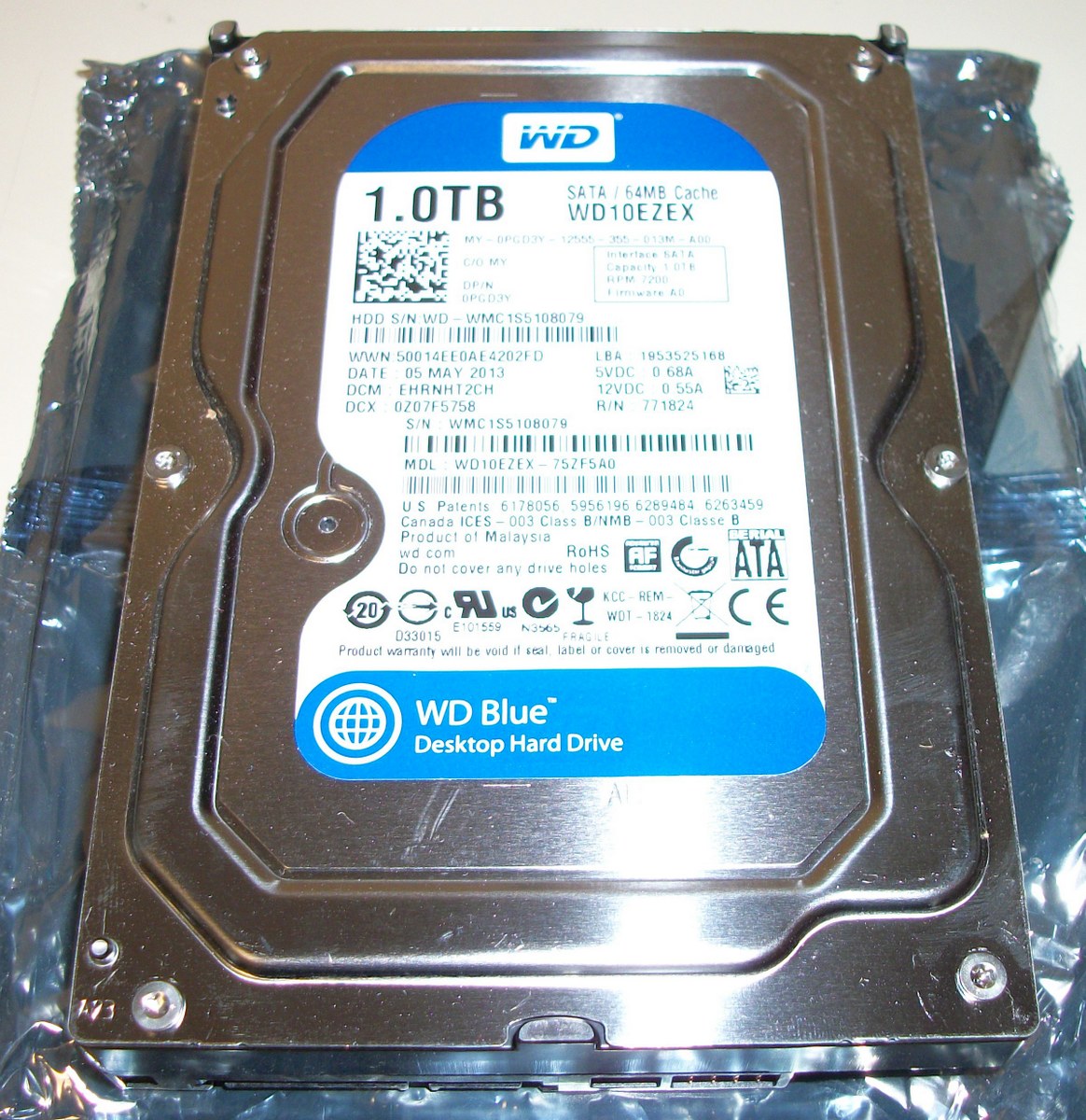 Western Digital WD10EZEX-75ZF5A0 1.0TB 3.5" Desktop Internal Hard Drive 1000GB