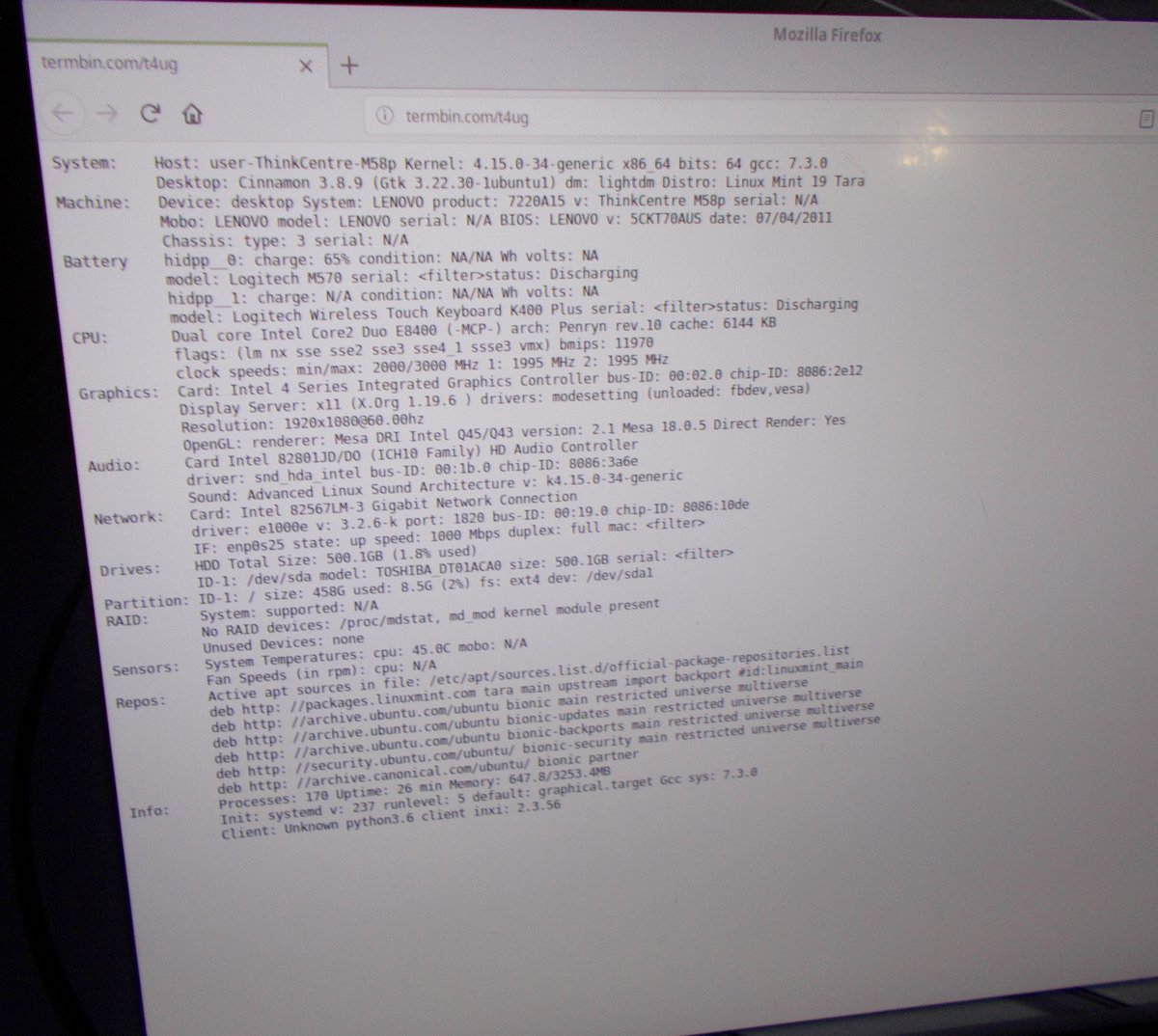 Lenovo ThinkCentre M58p Desktop SFF PC Computer 4GB RAM Linux Mint 500GB HDD - Image 6