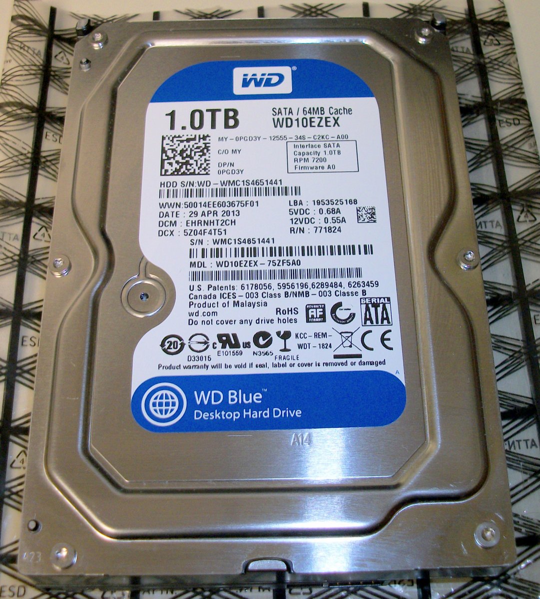 Western Digital WD10EZEX-75ZF5A0 1000GB 1TB 3.5" Desktop Hard Disk Drive WD Blue