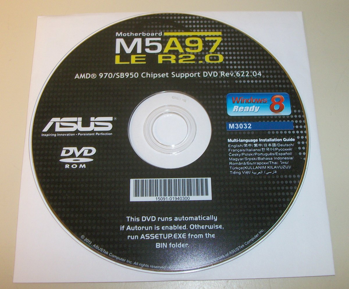 ISO Image of Original Manual & Driver DVD Disc for Asus M5A97 LE R2.0 Motherboard 2013 M3032