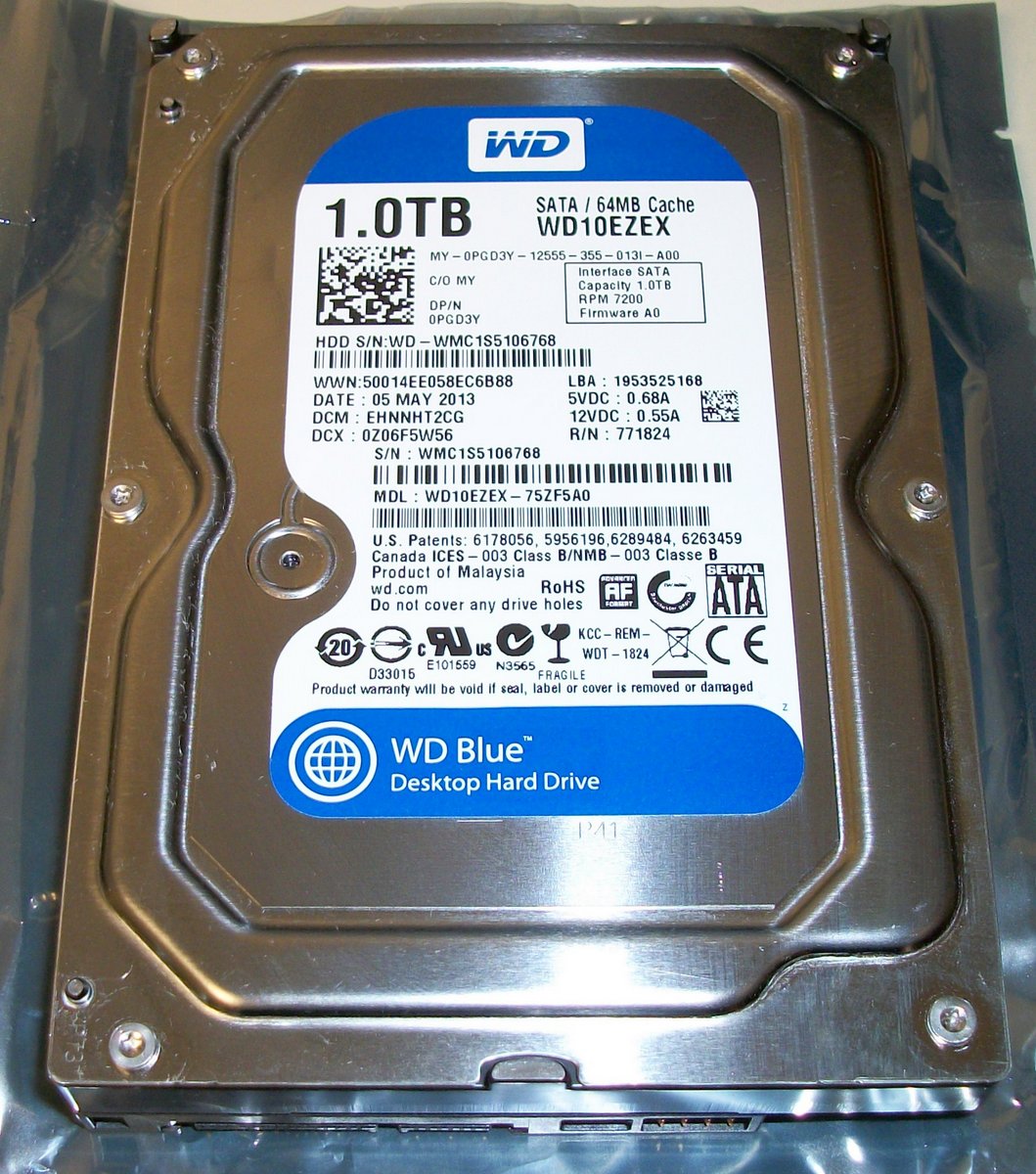 Western Digital WD10EZEX-75ZF5A0 1000GB 1TB 3.5" Desktop Hard Disk Drive WD Blue