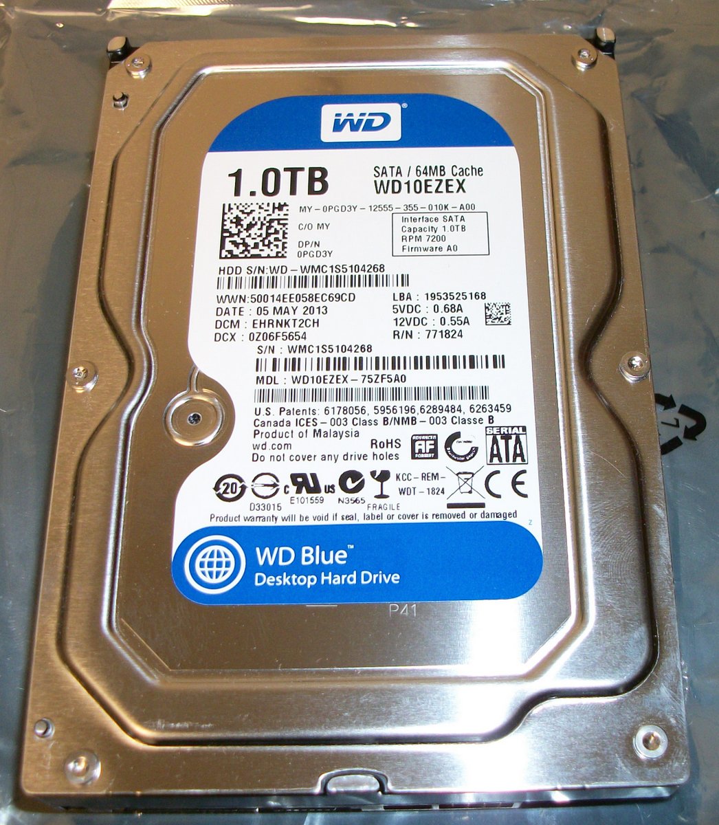 Western Digital WD10EZEX-75ZF5A0 1000GB 1TB 3.5" Desktop Hard Disk Drive WD Blue