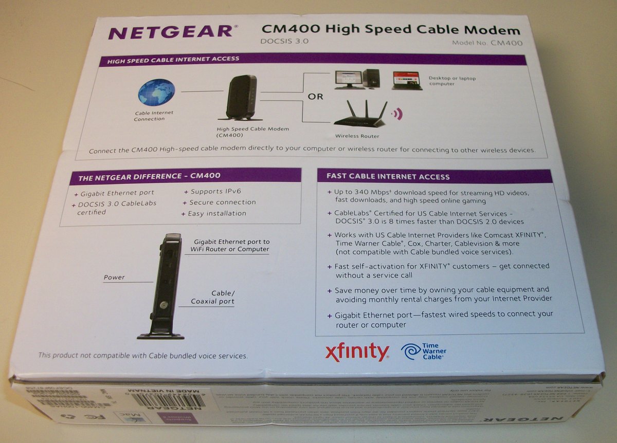Netgear CM400-100NAS Cable Internet Modem DOCSIS 3.0 343 Mbps 8x4 Comcast Xfinity - Image 6