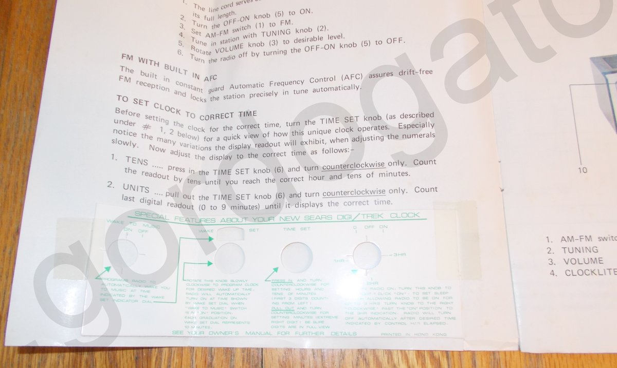 Sears AM-FM DIGI/TREK Digital Clock Radio - Image 7