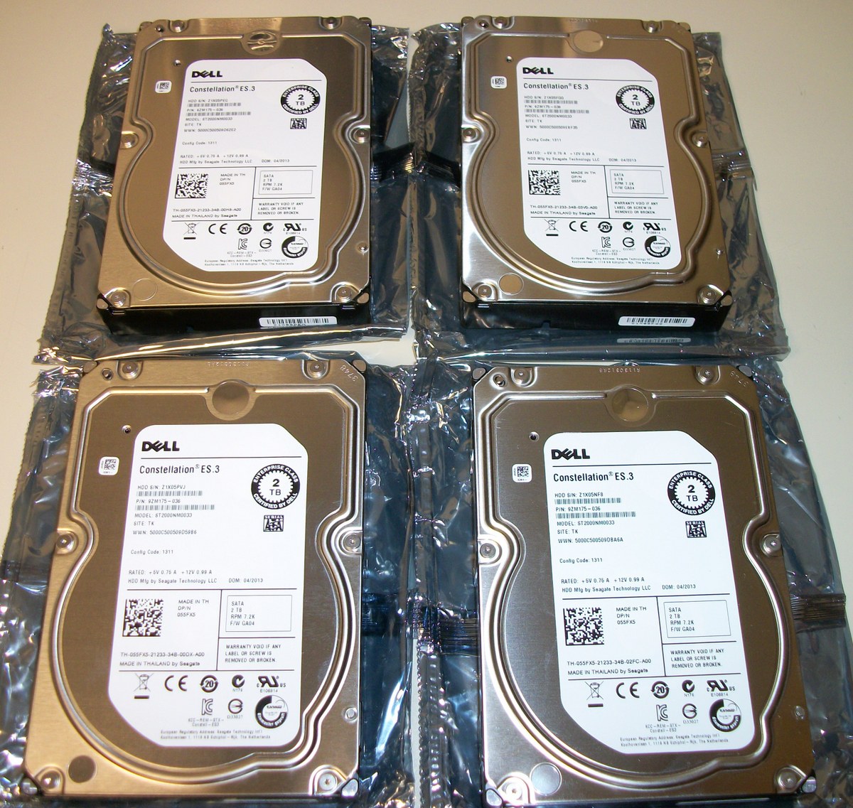 Lot of 4 2TB Seagate Dell ES.3 Server Hard Disks Constellation ST2000NM0033 HDD Lot 2