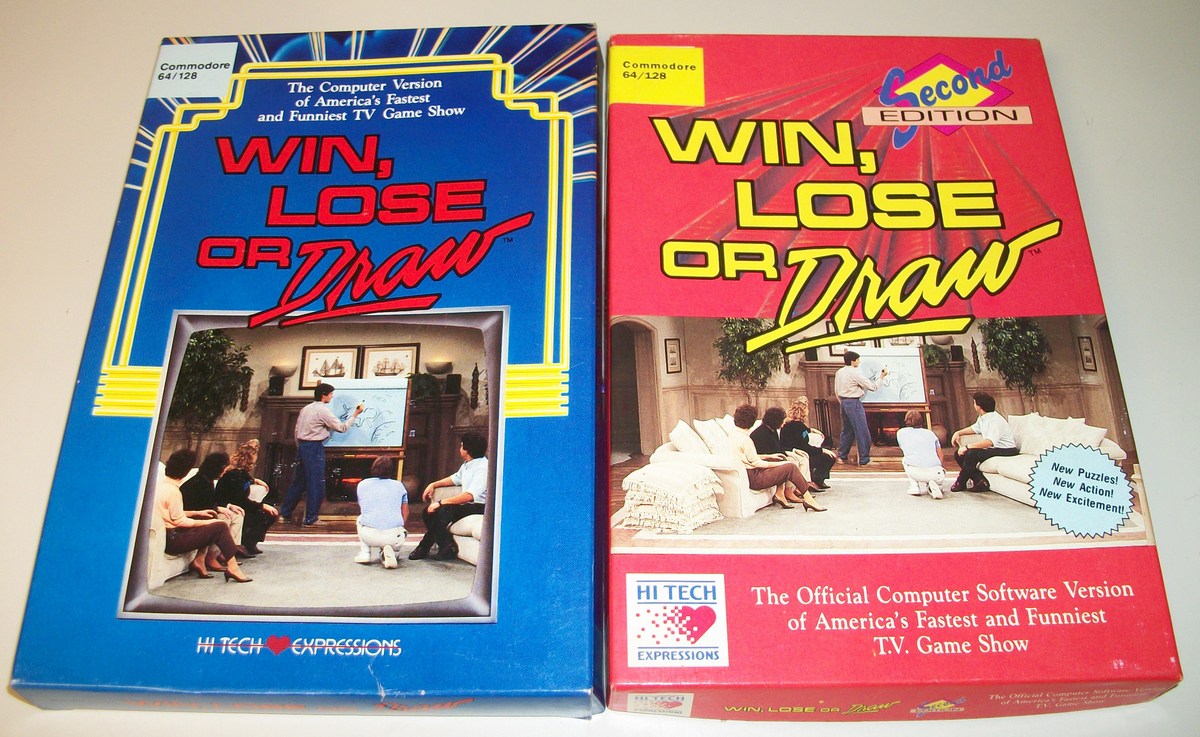 Lot- Win Lose or Draw & Second Edition for C64 Commodore 64 128 w/ Boxes & Discs
