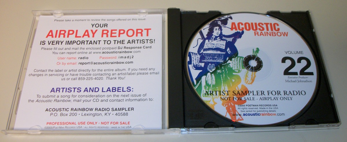 Acoustic Rainbow Volume 22 Radio Sampler (2005) Folk Music CD Compact Disc - Image 2