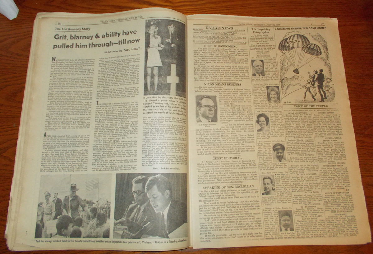 New York Daily News Thursday July 24, 1969 Apollo 11 Splashdown Ted Kennedy - Image 10