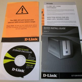 D-Link DNS-323 2 Bay NAS Storage Enclosure Quick Install Guide & Support CD