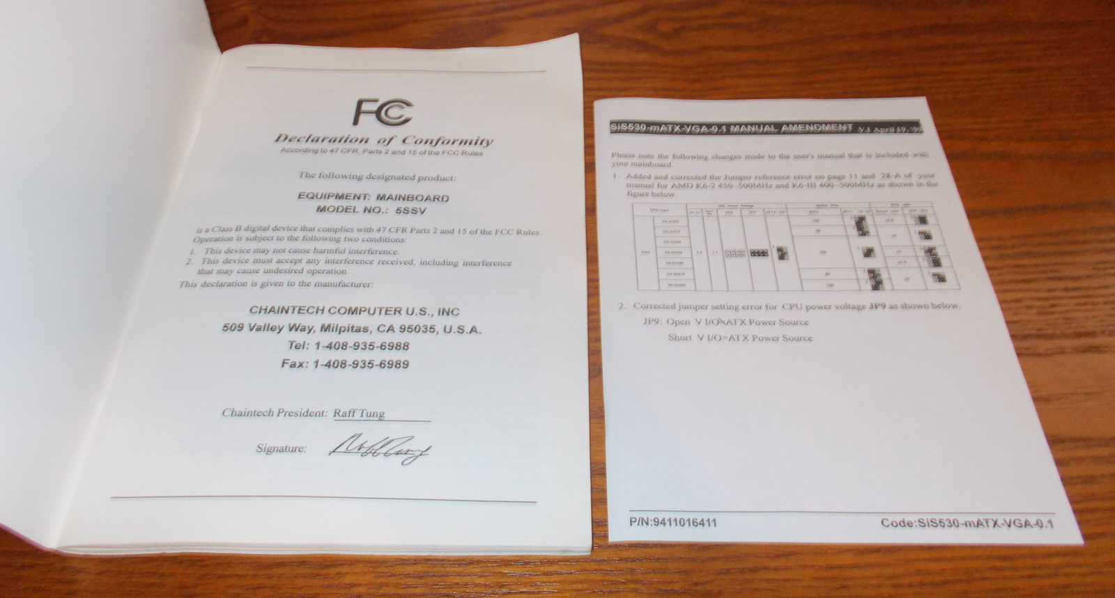 Chaintech CT-5SSV Socket 7 Mainboard Motherboard Original User's Manual Guide Book - Image 3