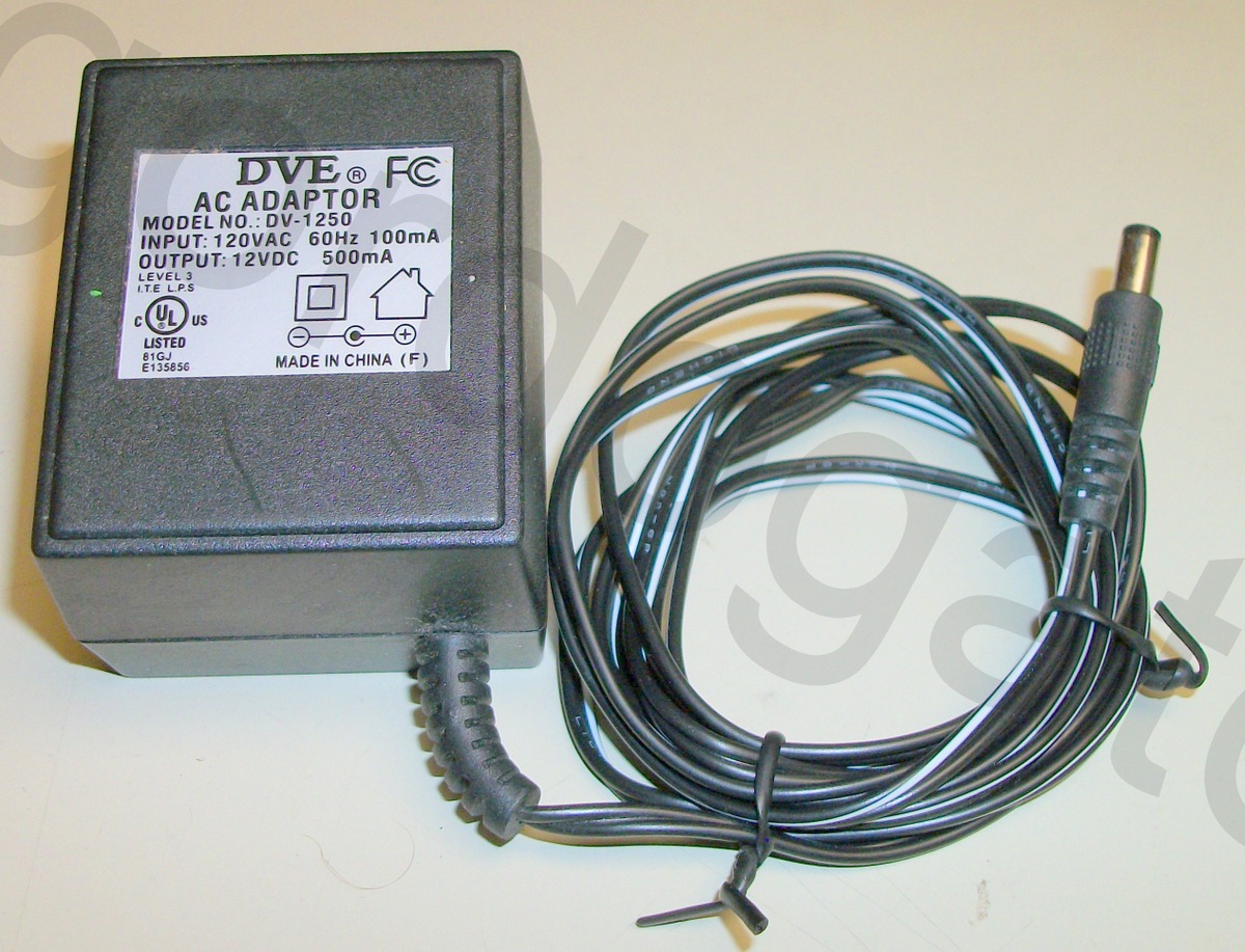 DVE DV-1250 12V DC 500mA AC Adapter