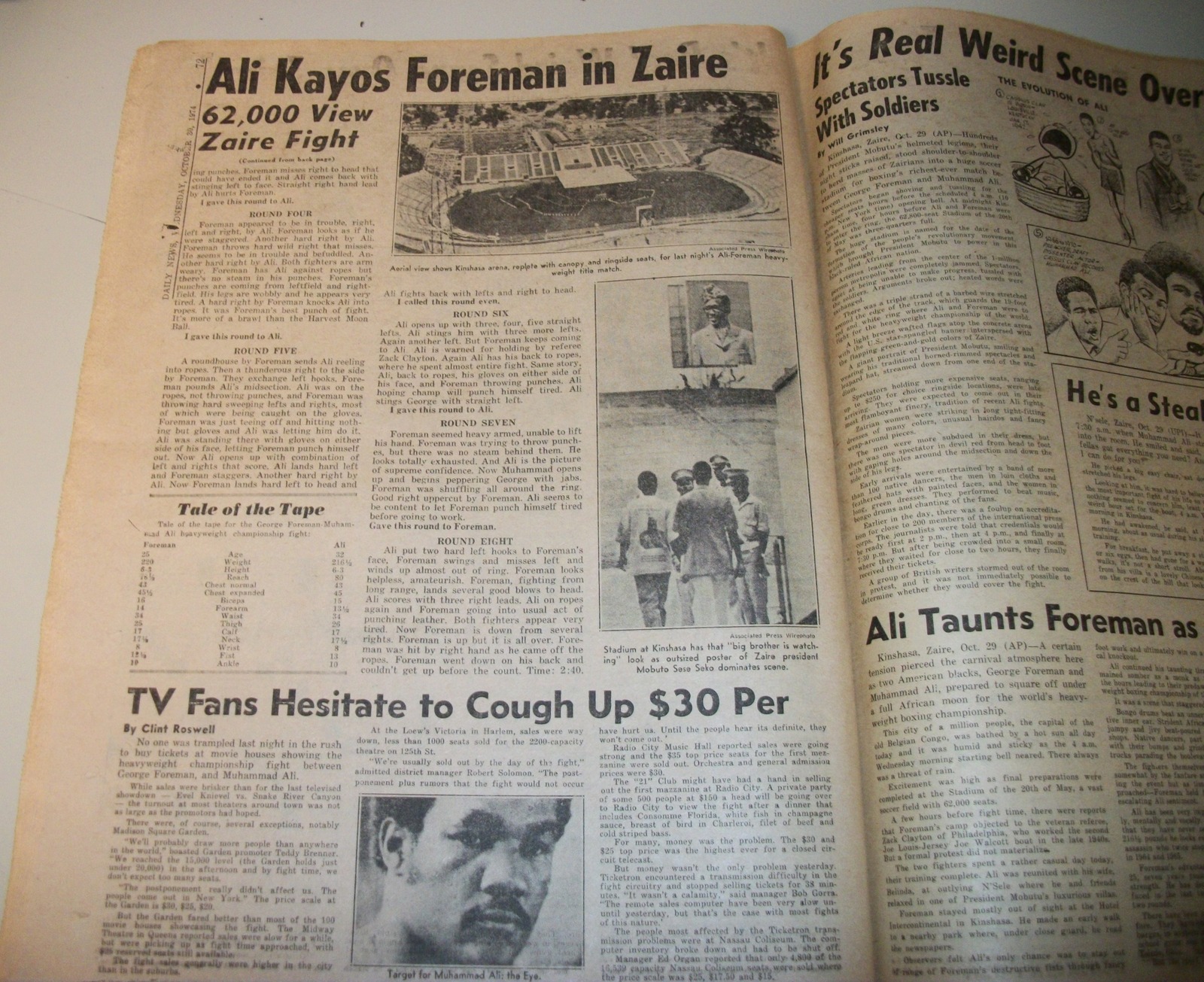 Daily News - Wednesday October 30, 1974 Muhammad Ali Beats George Foreman Zaire - Image 12