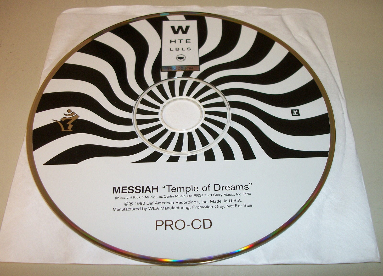 Messiah Temple of Dreams Promotional 2 Track Single CD 1992 Def American - Image 4