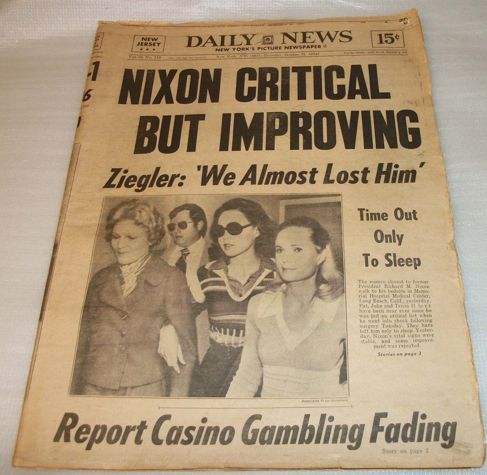 Daily News - Thursday October 31, 1974 Muhammad Ali Richard Nixon in Critical Cond. - Image 2