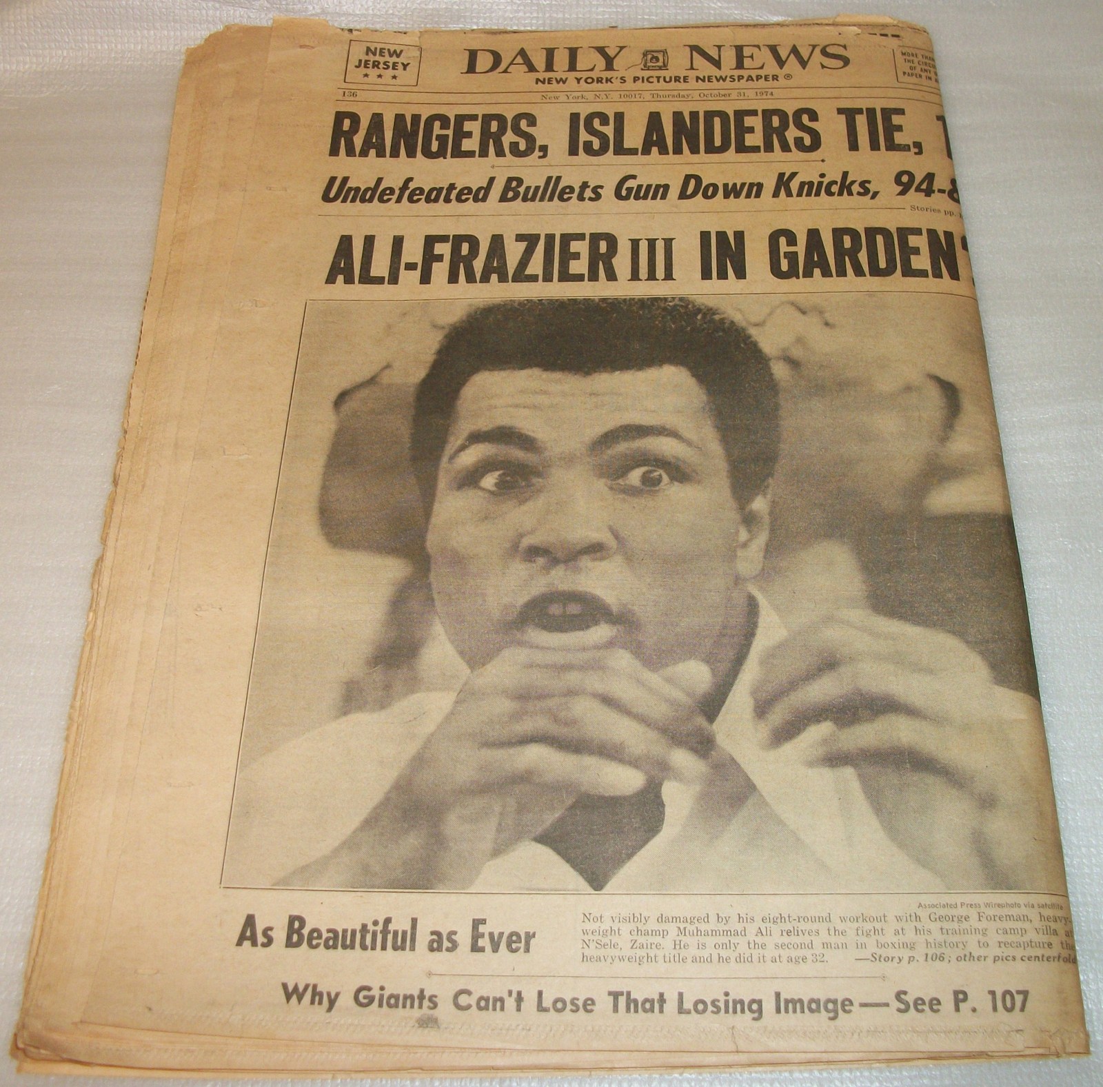 Daily News - Thursday October 31, 1974 Muhammad Ali Richard Nixon in Critical Cond.