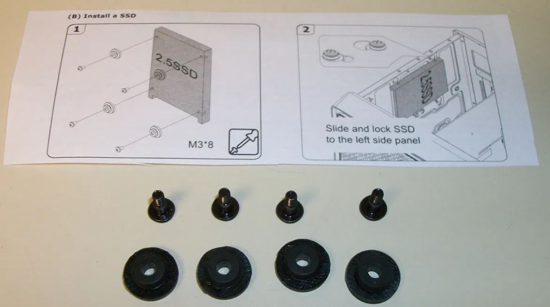 Lot of 4 M3 Thread x 8mm Step Screws w/ Grommets for 2.5" HDD Cooler Master Elite 110