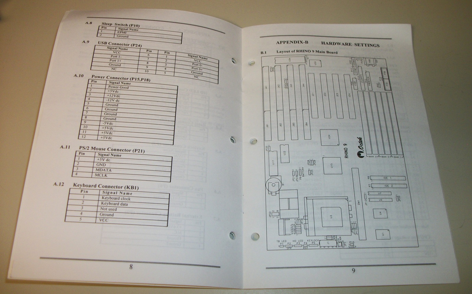 Octek Rhino 9 Mainboard Motherboard User's Guide Manual Book Pentium MMX 1996 - Image 4