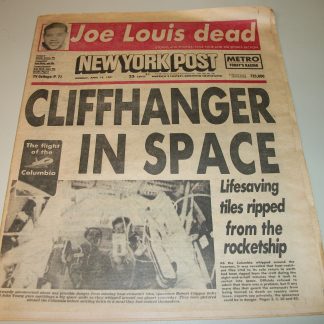 New York Post Mon 13 April 1981 STS-1 Space Shuttle Columbia Young Crippen Louis