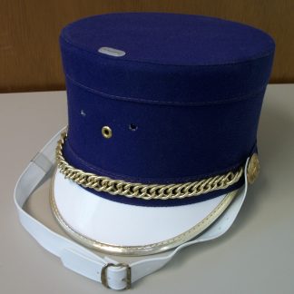 Purple White Gold Trim Chin Strap Marching Band Uniform Shako Hat Head Covering