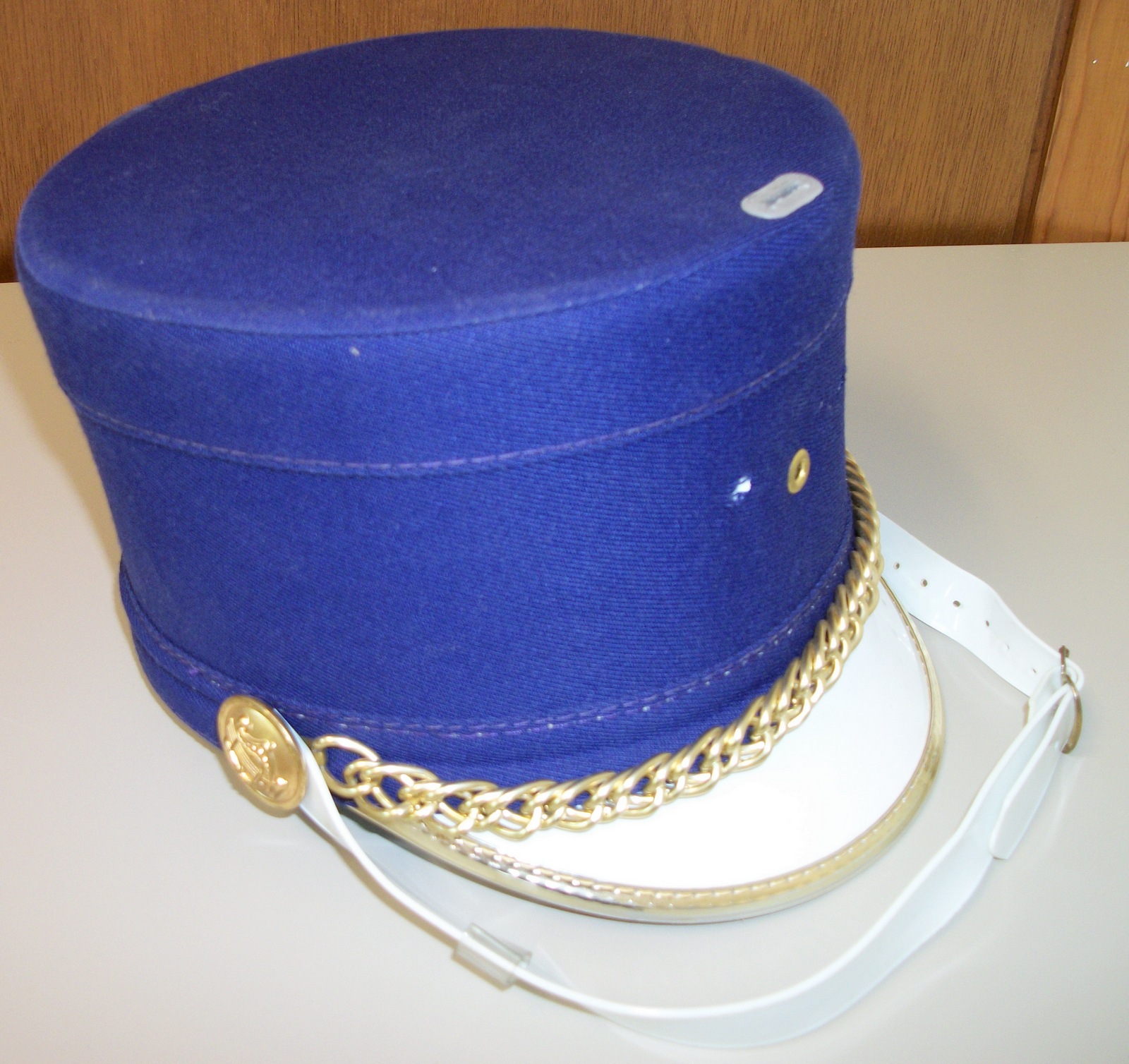 Purple White Gold Trim Chin Strap Marching Band Uniform Shako Hat Head Covering - Image 2