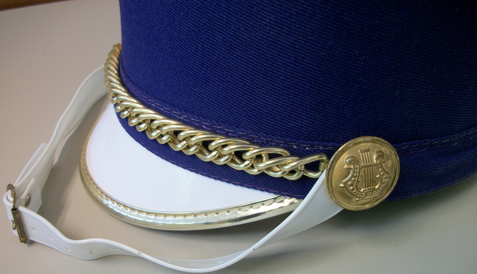 Purple White Gold Trim Chin Strap Marching Band Uniform Shako Hat Head Covering - Image 6