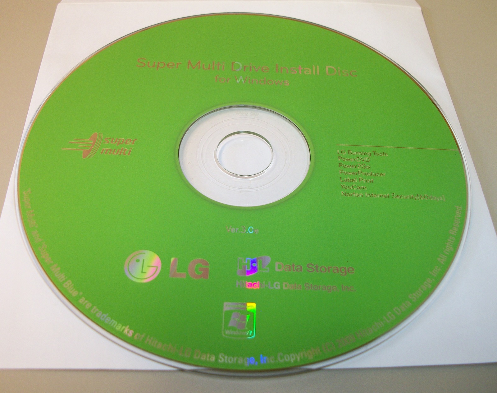 ISO Image of LG Super Multi Drive Install Disc for Windows 2009