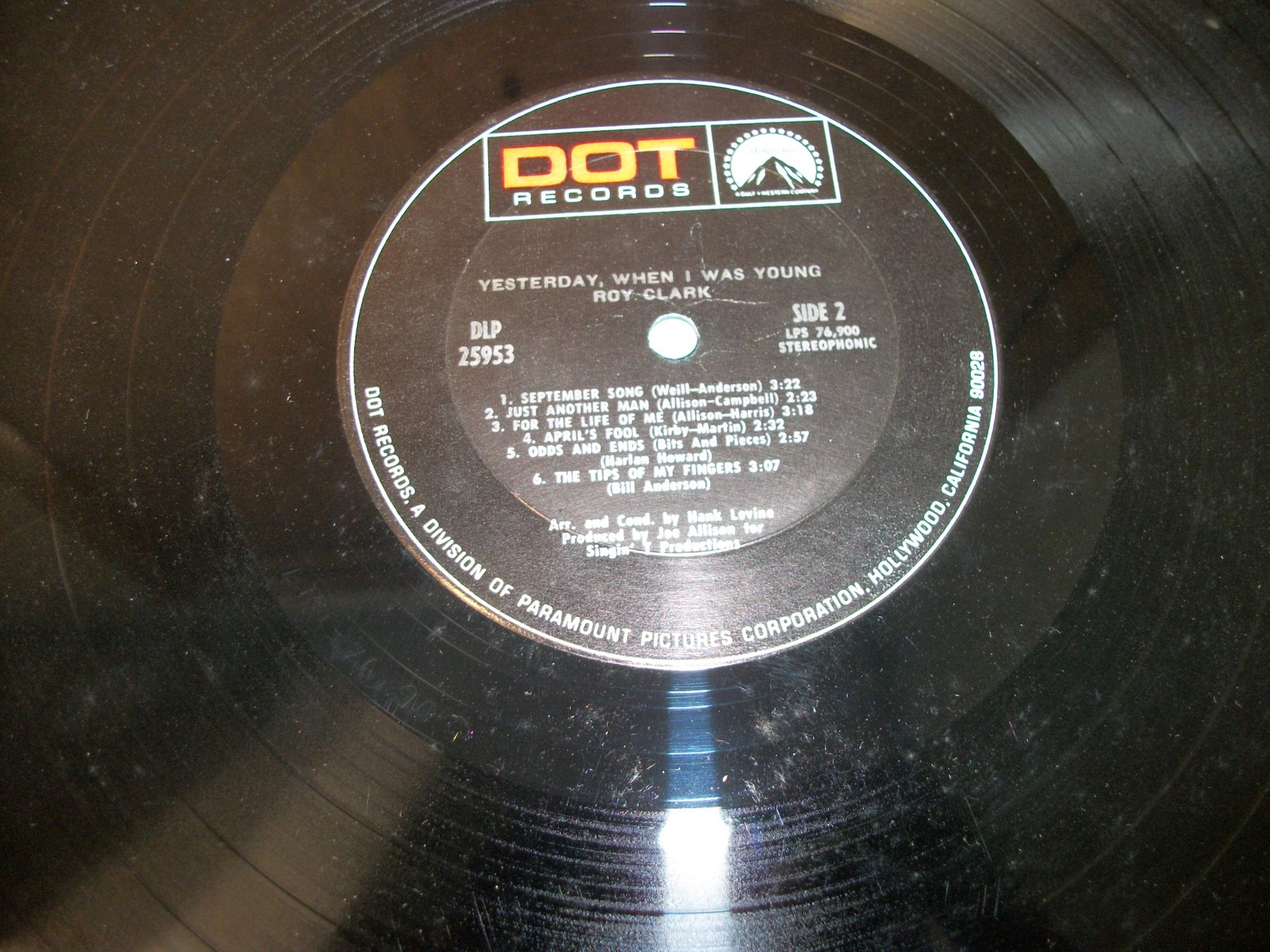 Roy Clark Yesterday When I Was Young 33 1/3 RPM Vinyl 12" Record DOT DLP 25953 - Image 11