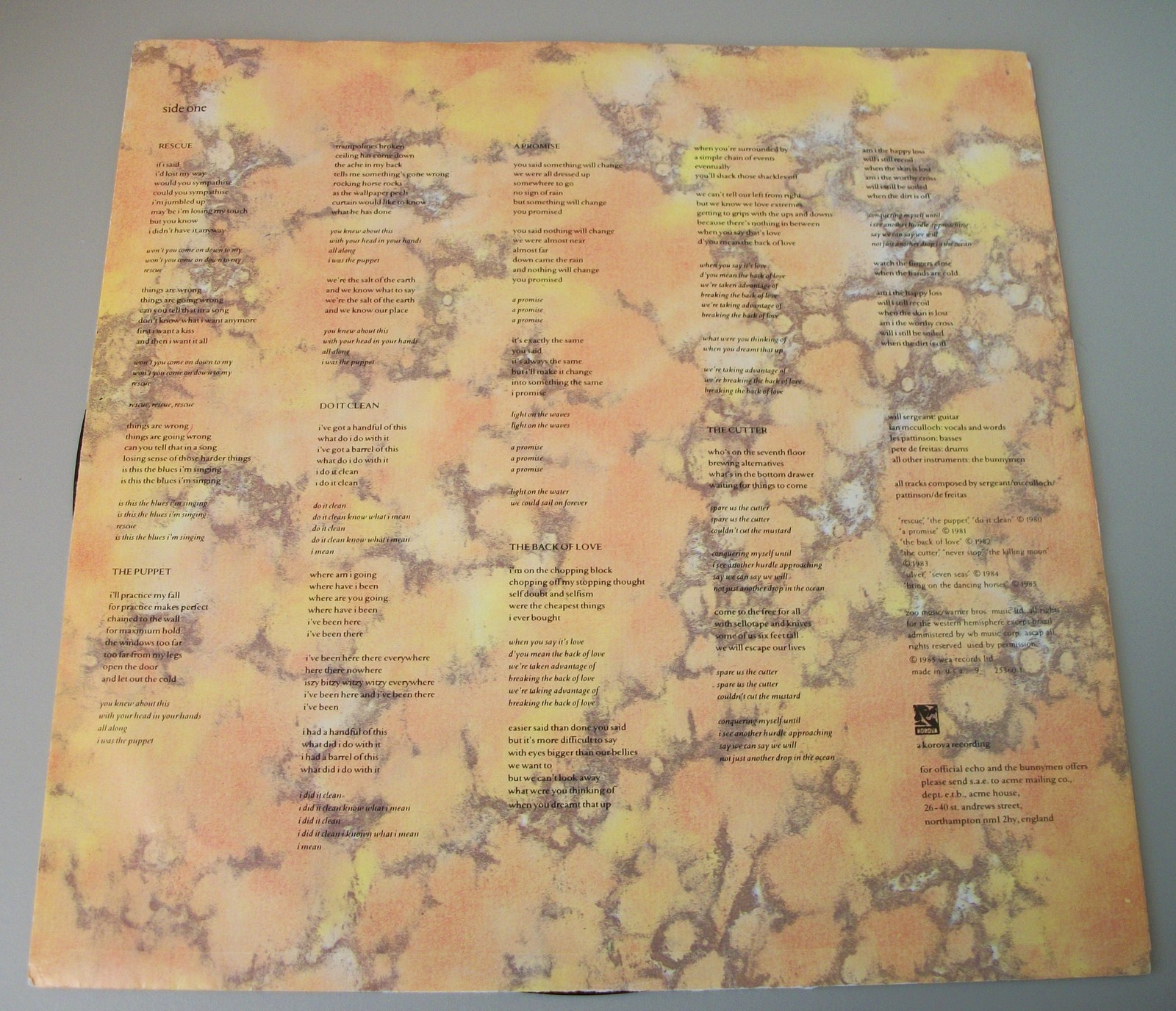 Echo & The Bunnymen Songs To Learn & Sing 12" Vinyl Record LP 33RPM Sire 1985 - Image 7