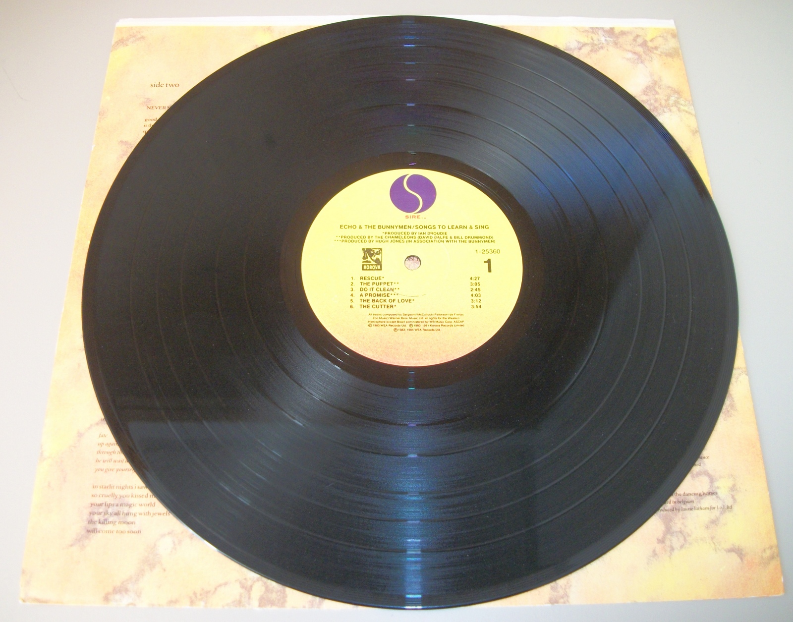 Echo & The Bunnymen Songs To Learn & Sing 12" Vinyl Record LP 33RPM Sire 1985 - Image 9