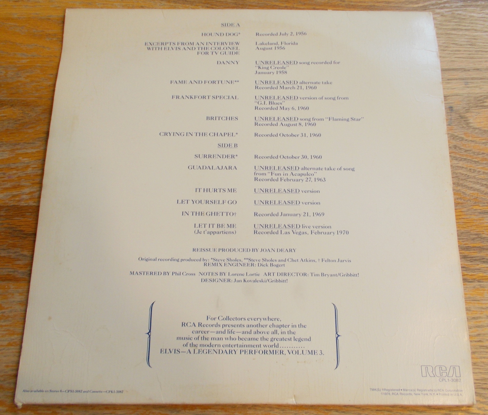 Elvis Presley Legendary Performer Vol 3 331/3 RPM Vinyl 12" Record RCA CPL1-3082 1978 - Image 5