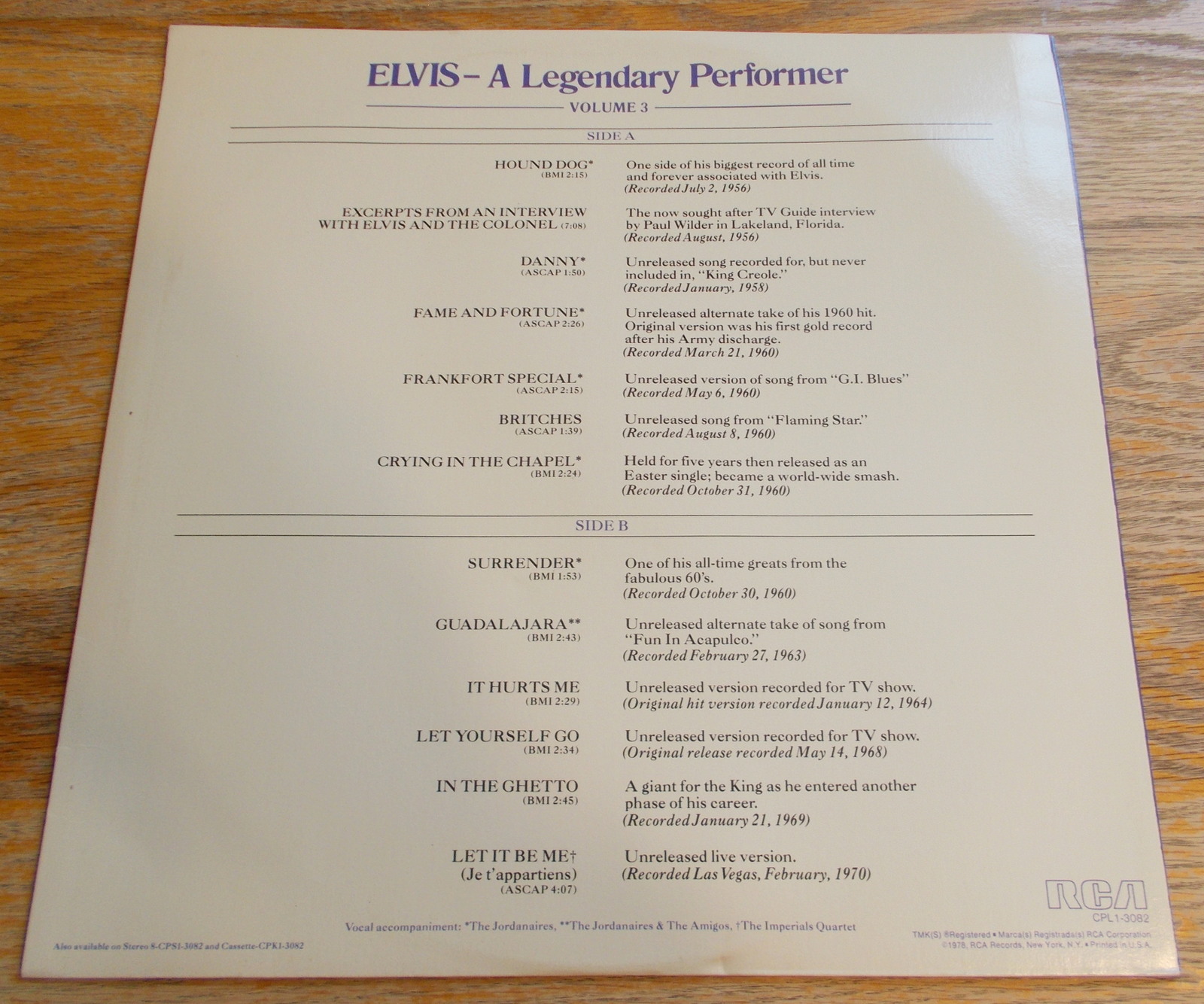 Elvis Presley Legendary Performer Vol 3 331/3 RPM Vinyl 12" Record RCA CPL1-3082 1978 - Image 7
