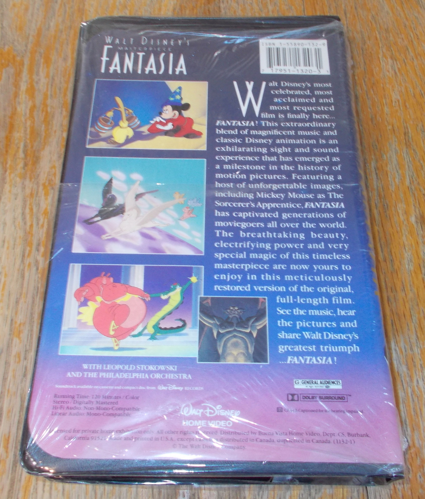 Walt Disney's Masterpiece Fantasia Home Video VHS Clamshell Box 1991 1132 NTSC - Image 2