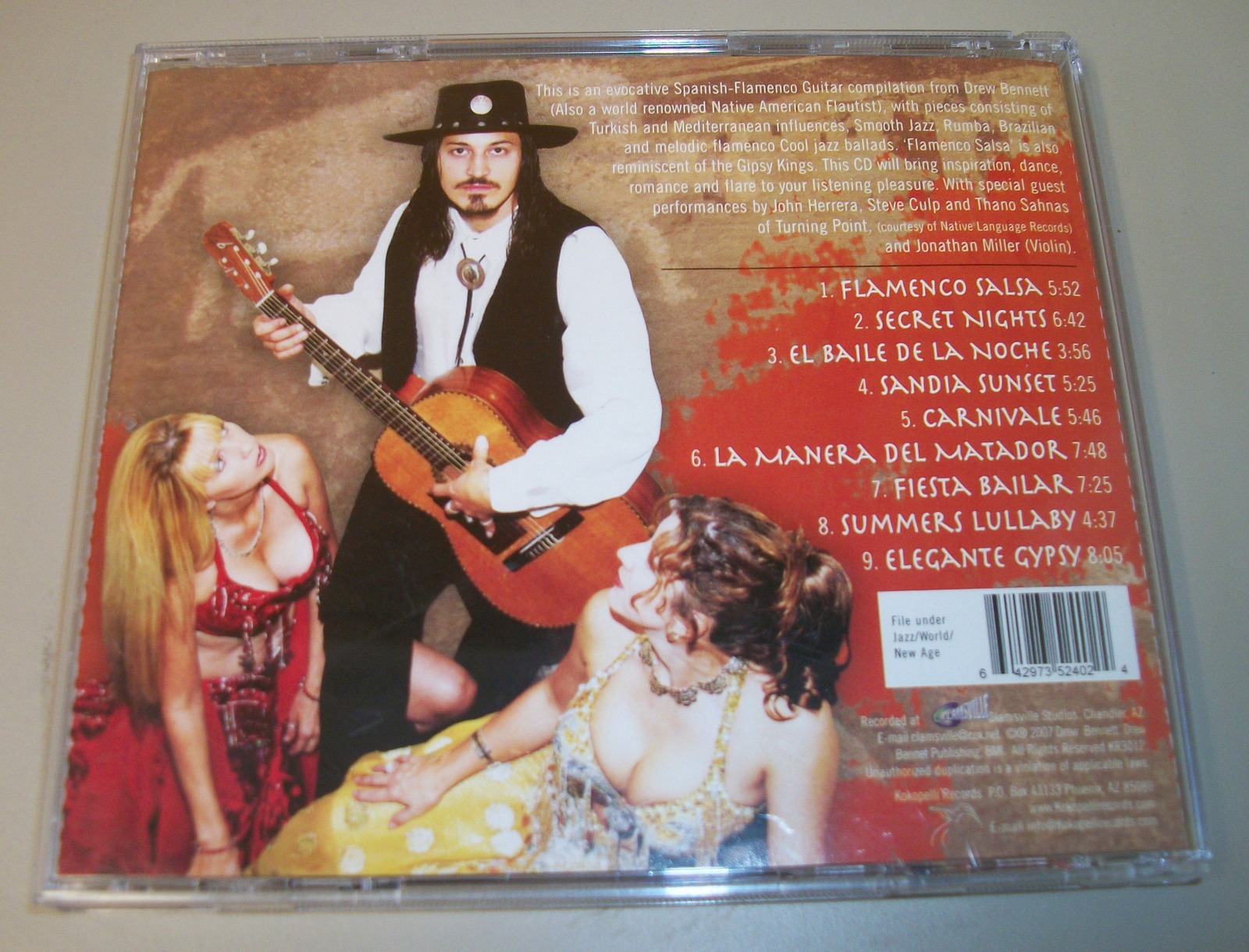 Drew Bennett Flamenco Salsa Spanish Guitar Kokopelli Records Jazz World CD 2007 - Image 2