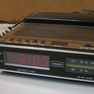 Brown Weston 757 AM/FM Clock Radio Phone Telephone Hong Kong 1980s Vintage