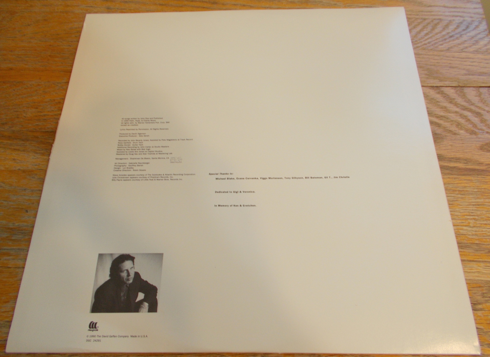 John Doe Meet John Doe 12" Vinyl Record LP 33RPM 1990 DGC 24291 David Geffen - Image 7