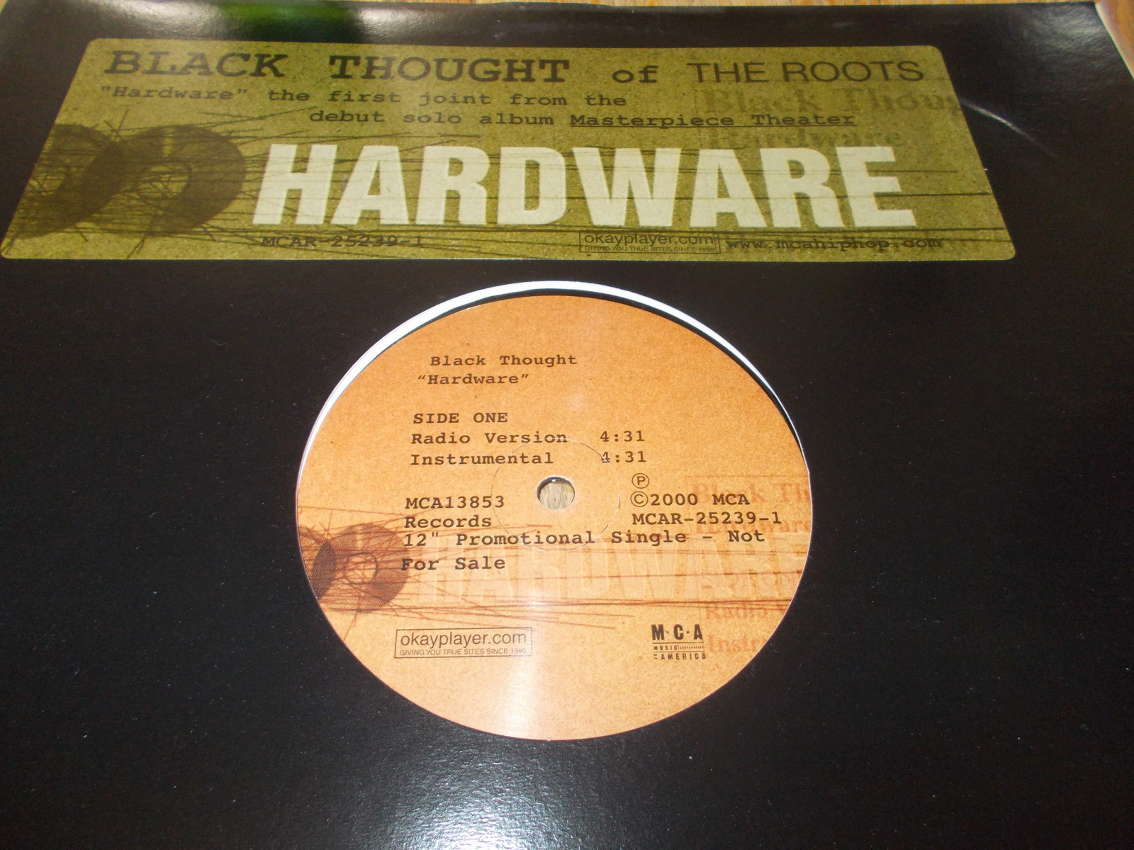 Black Thought of the Roots Hardware Promo 12" Vinyl Record Single 33RPM 2000 - Image 2