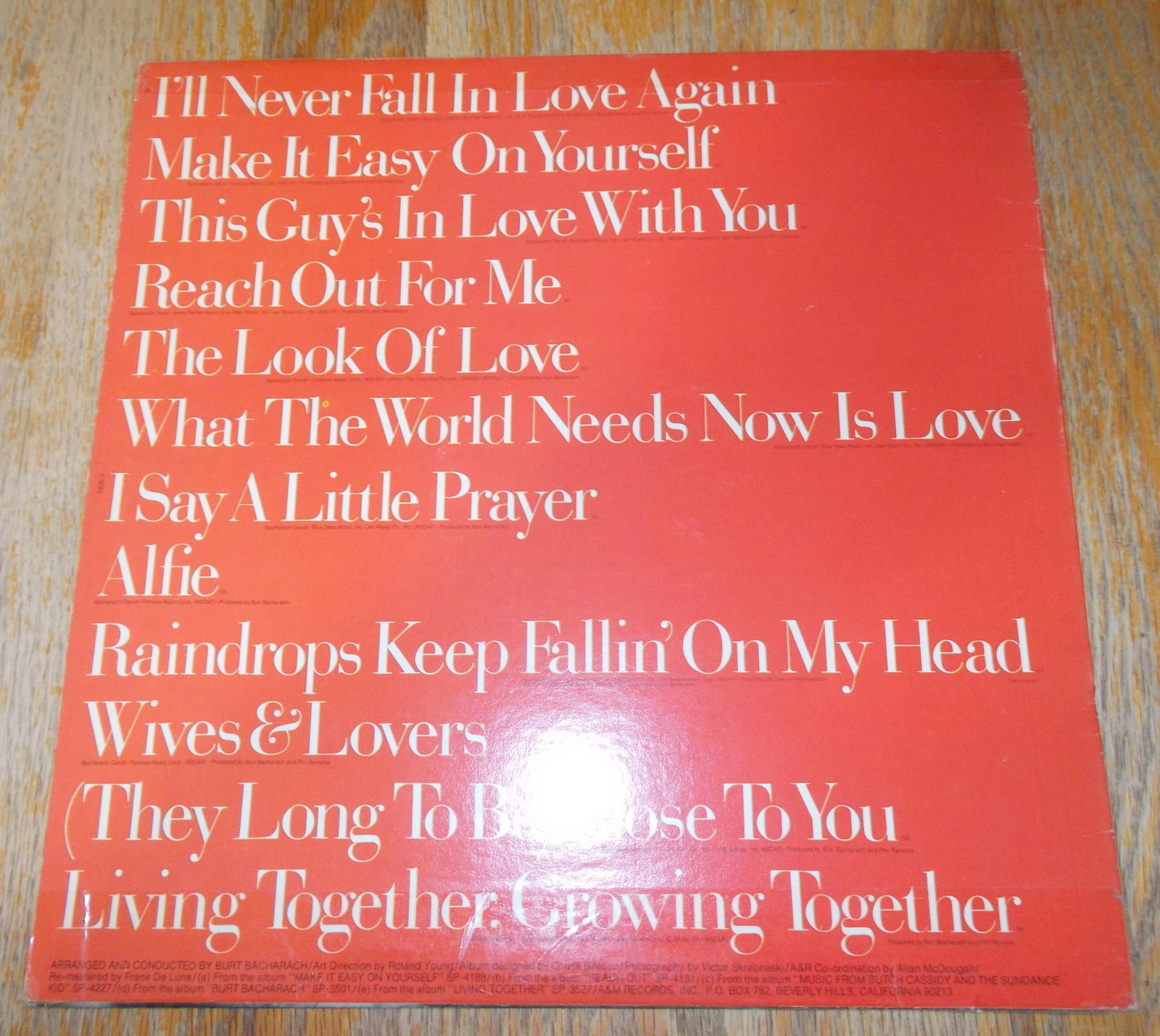 Burt Bacharach's Greatest Hits 12" Vinyl Pop Vocal Record 33RPM 1973 A&M SP-3661 - Image 4